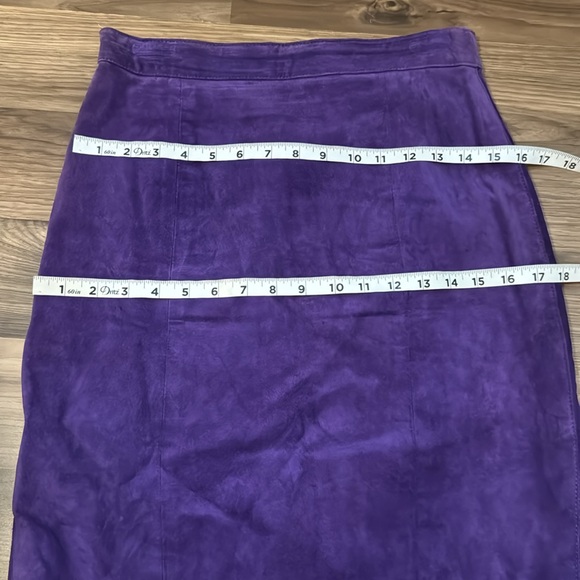 Global Identity Purple Genuine Suede Vintage Lined Back Slit Snap Zip Skirt 9/10 - Picture 9 of 11